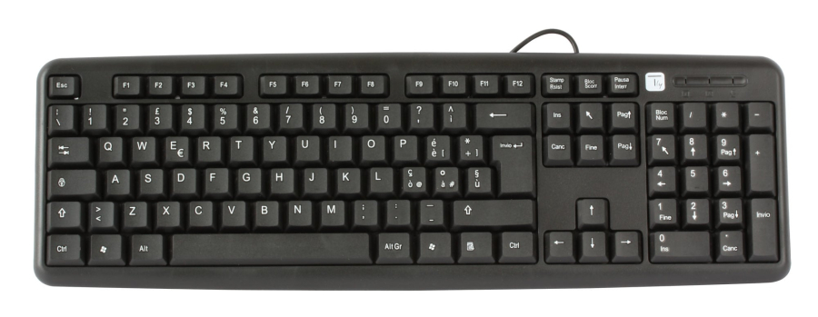 Tastiera USB 105 Tasti Layout Italiano Nero